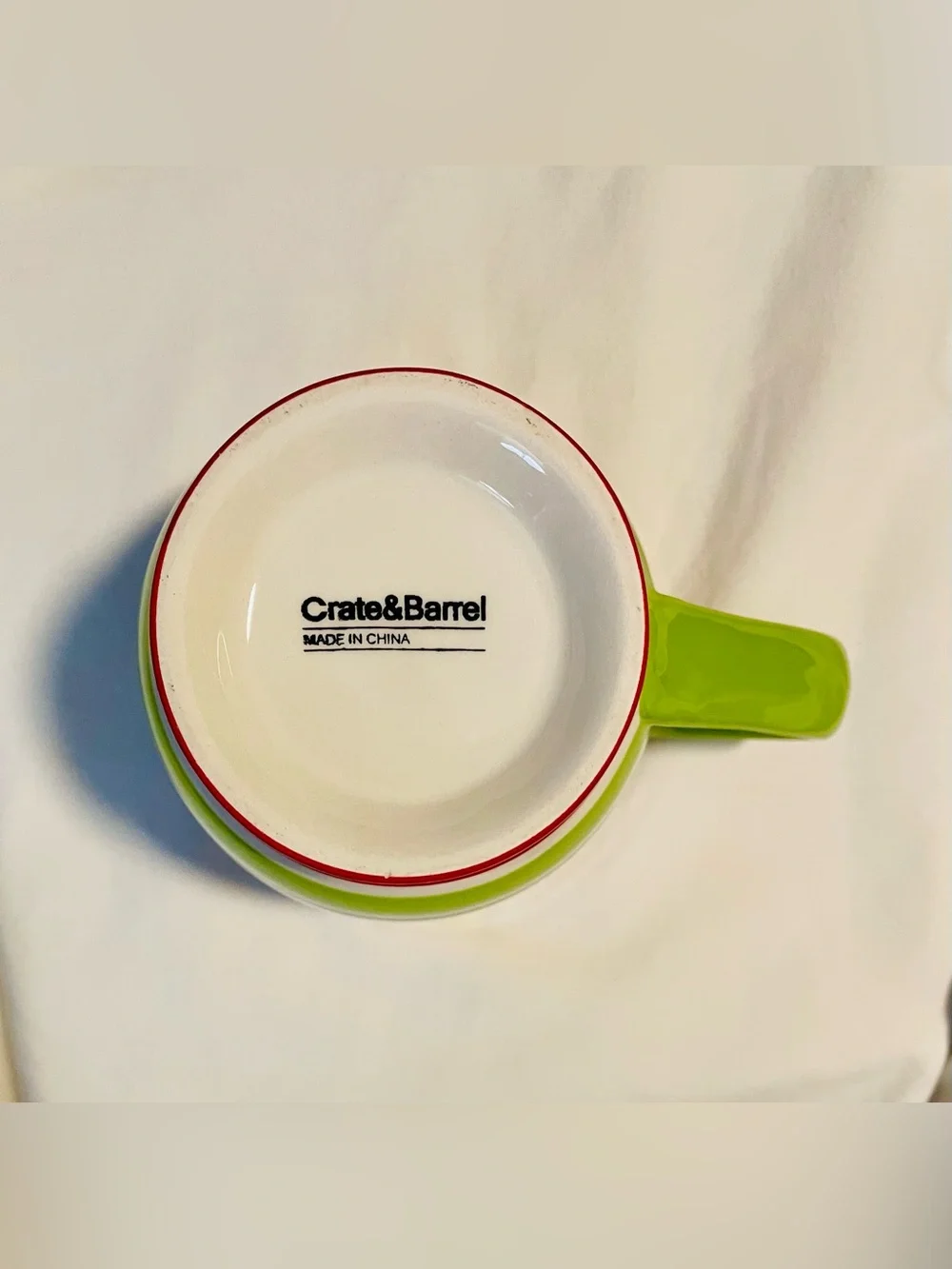 Crate & Barrel Christmas Coffee/Tea Mug/Cup-Red/Green Dots & Stripes - Retired